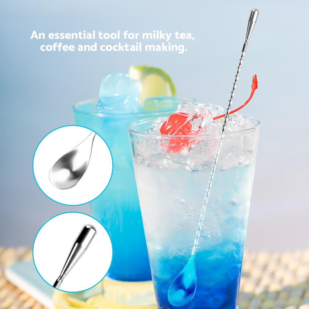 Stainless Steel Bar Wine Cocktail Mixing Twist Spoon Long Handle Drink Stirring Tool