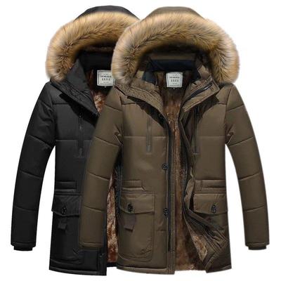 Winter Men's Cotton-padded Jacket Mid-length Coat European and American Men's Jackets Loose Plus Size Cotton Clothing