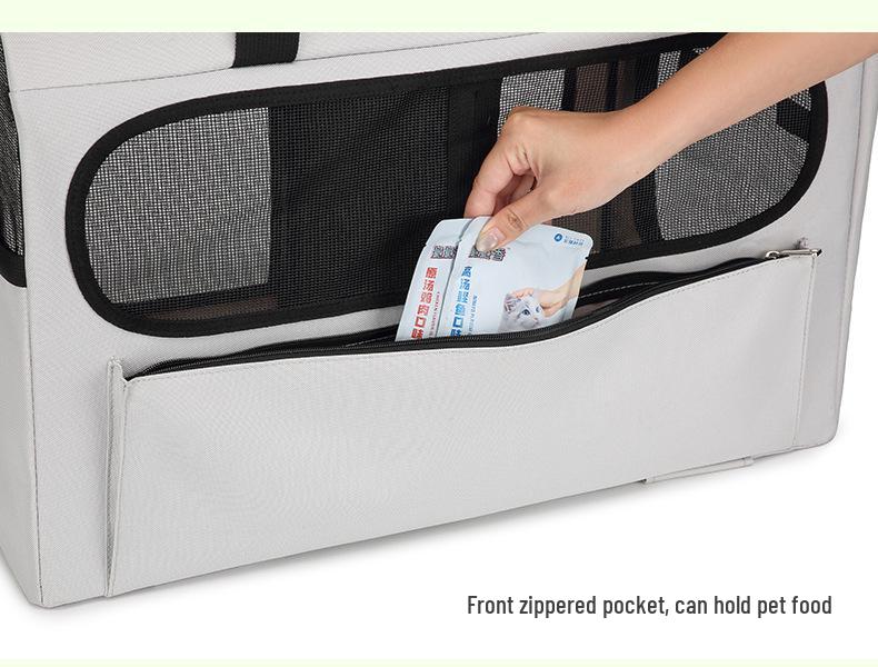 Portable Foldable Pet Carrier for Two Cats with Breathable Design and Large Capacity