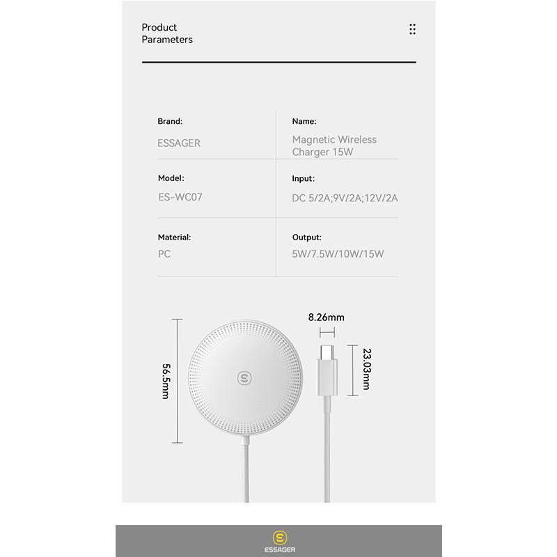 Essager 15W Magnetic Wireless Chargers Fast Charging Cable Type C for iPhone 14 13 12 Pro Max Qi Wireless Charger Phone Chargers