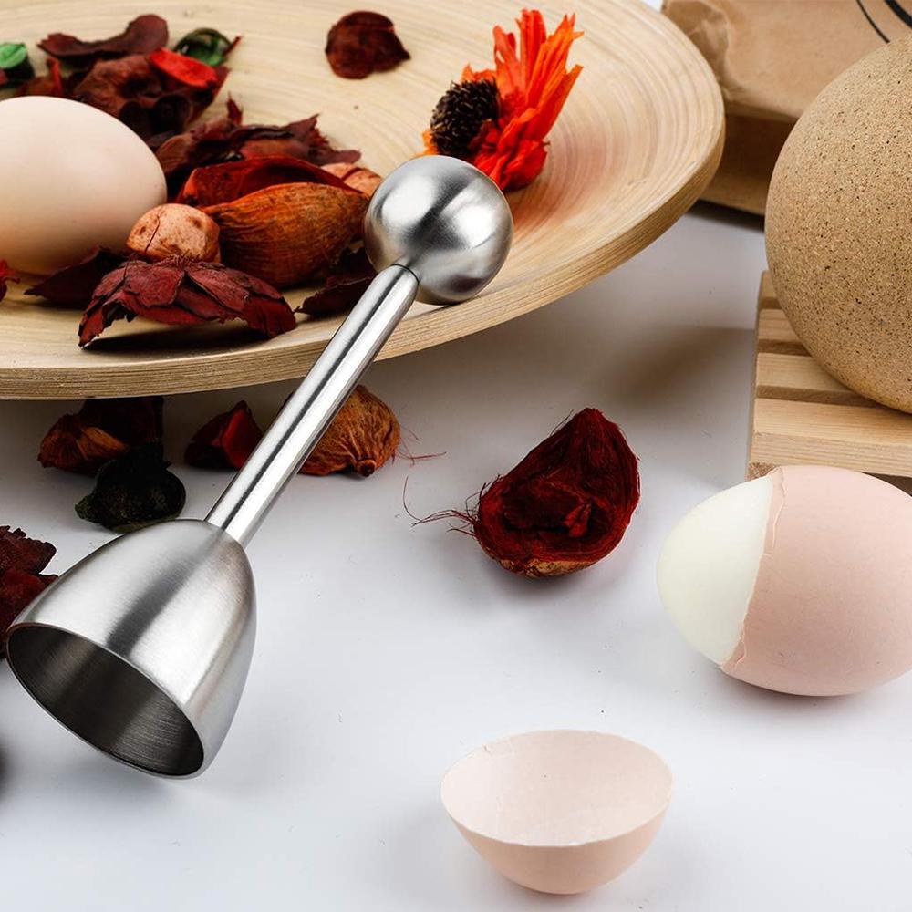 2× Stainless Steel Egg Topper Cutter Shell Opener Boiled Raw Egg Cracker Knocker