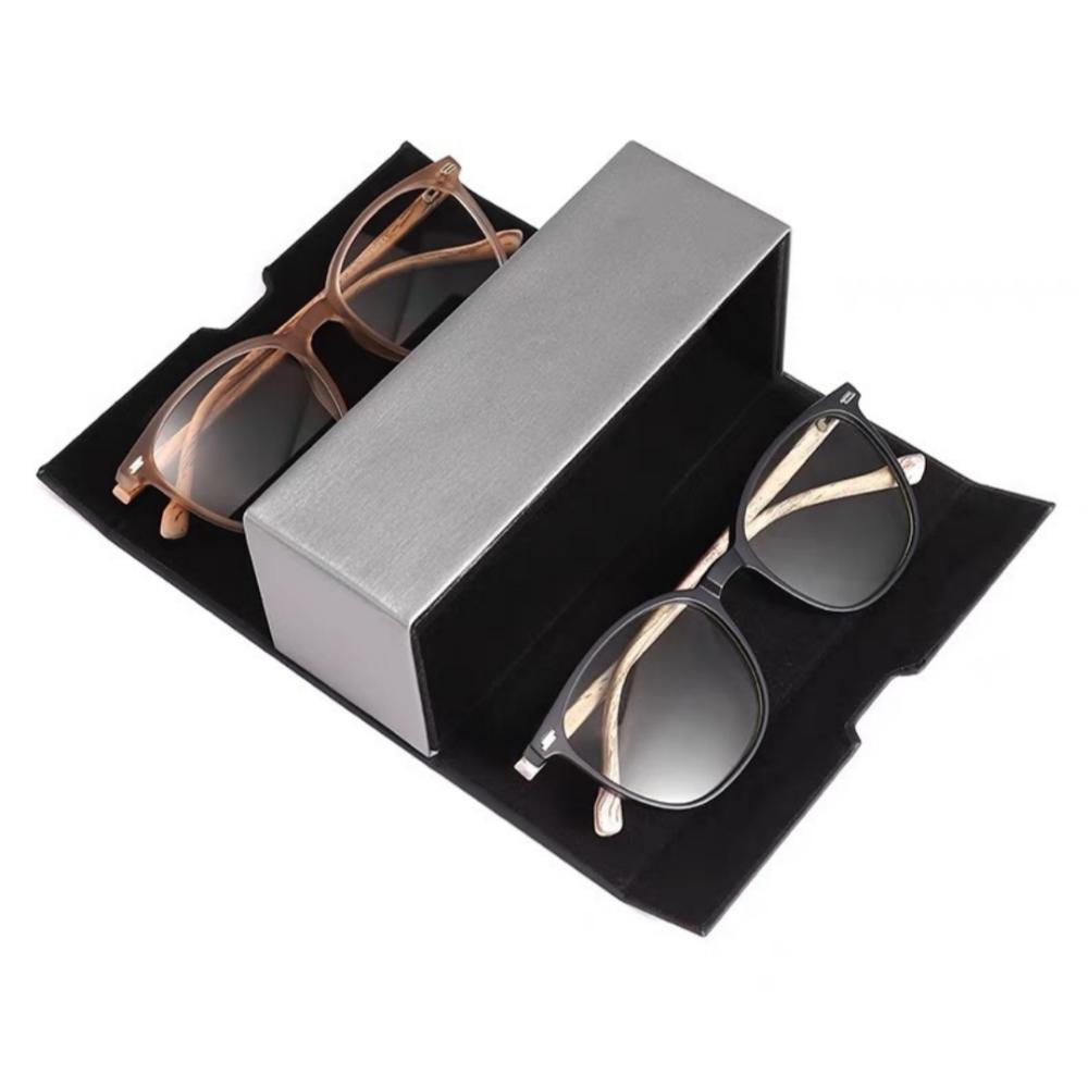 Travel Myopia Glasses Case Portable 2 Pair Eyeglasses Holder Double Layer Glasses Box Dual Compartment For Bags Pockets Daily