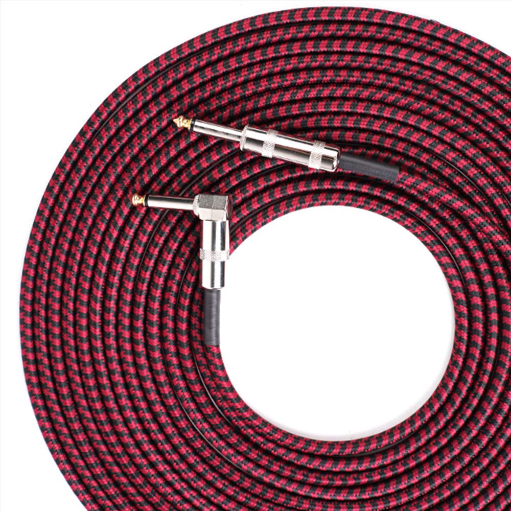 BESTU Guitar Shielded Cable, 3m, for GuitarBassElectronic DrumsDrums, 6.35mm, Noise Cancelling, Professional Cable, Braided, Straight-to-L-shaped, 3m