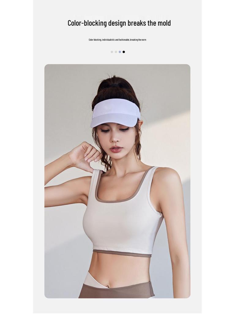 Women's High-Support Shockproof Color Block Sports Bra - Bust-Enhancing, Side-Slimming, Ideal for Yoga & Outdoor Activities