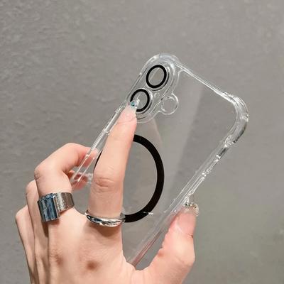 For MagSafe Transparent Acrylic Shockproof Phone Case with Camera Lens Protector For iPhone 16 Pro Max 15 14 Plus 13 12 11