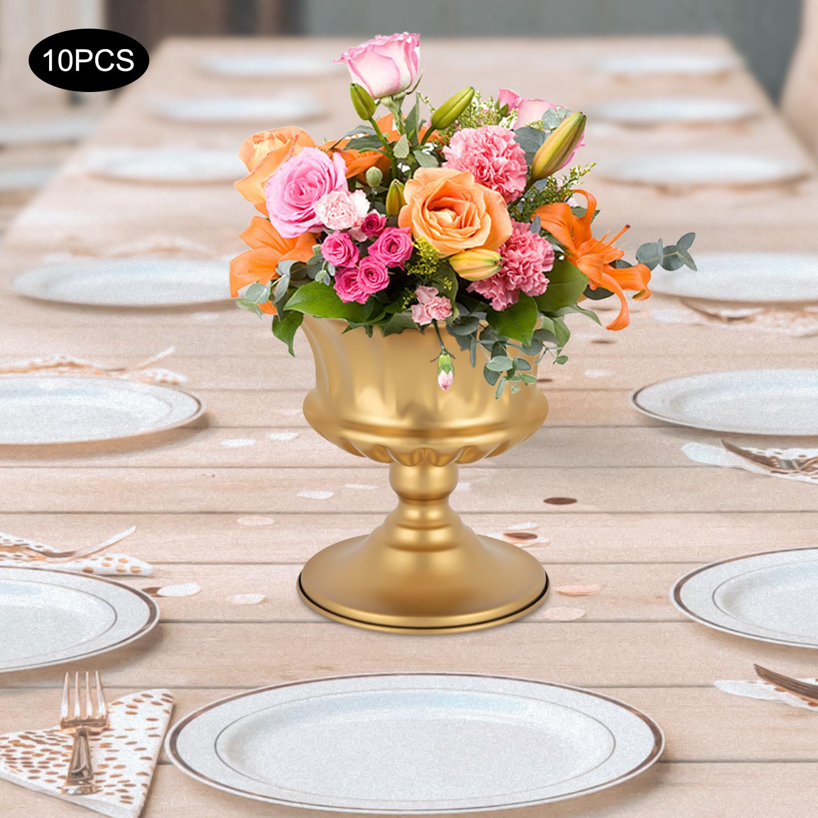 

10 Pcs 15CM Tall Gold Flower Vases, Modern Elegant Floral Display Stands for Table Decor, Luxury Metallic Gold Centerpiece Vases золотий