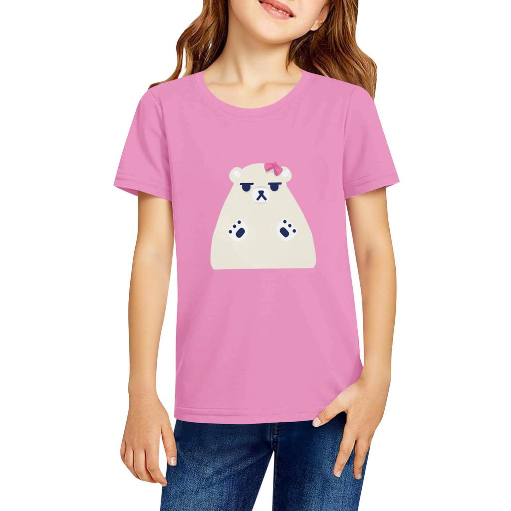 Fashionable Round Neck Short Sleeve Work Clothes Printed Tops For KID Summer Tops