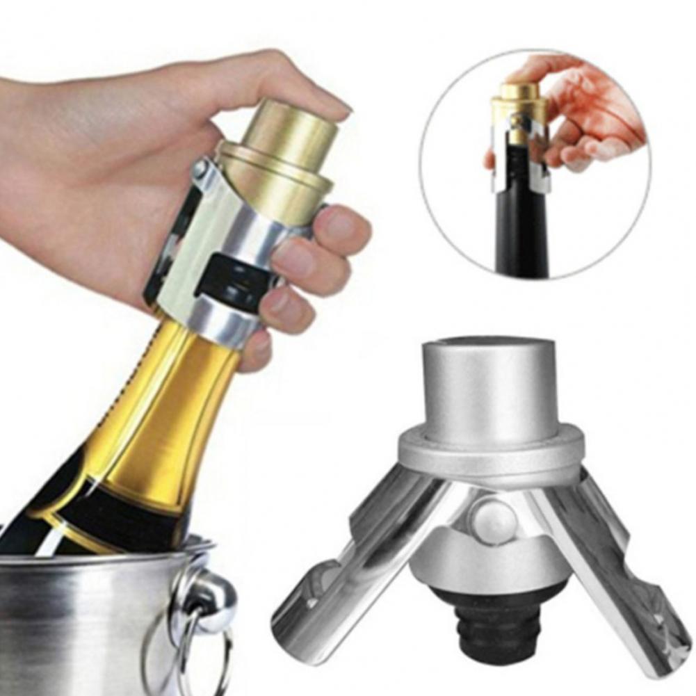 Vacuum Champagne Stopper with Pressure Pump StainlessSteel Leak-proof Keep Fizz Sparkling Wine Bottle Plugs Sealer Silicone Caps