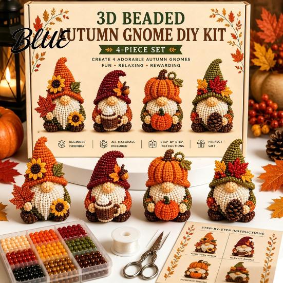 DIY Animal Craft Kit Tiny 3D Beaded Kit Petite Gnome Creative 4-Pack Miniature Display Pieces Goblin Beading Set with Instructions Handmade