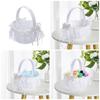 Unique Bowknot Basket Romantics Wedding Flower Basket Bridesmaid Candy Basket for Outdoor Celebrations