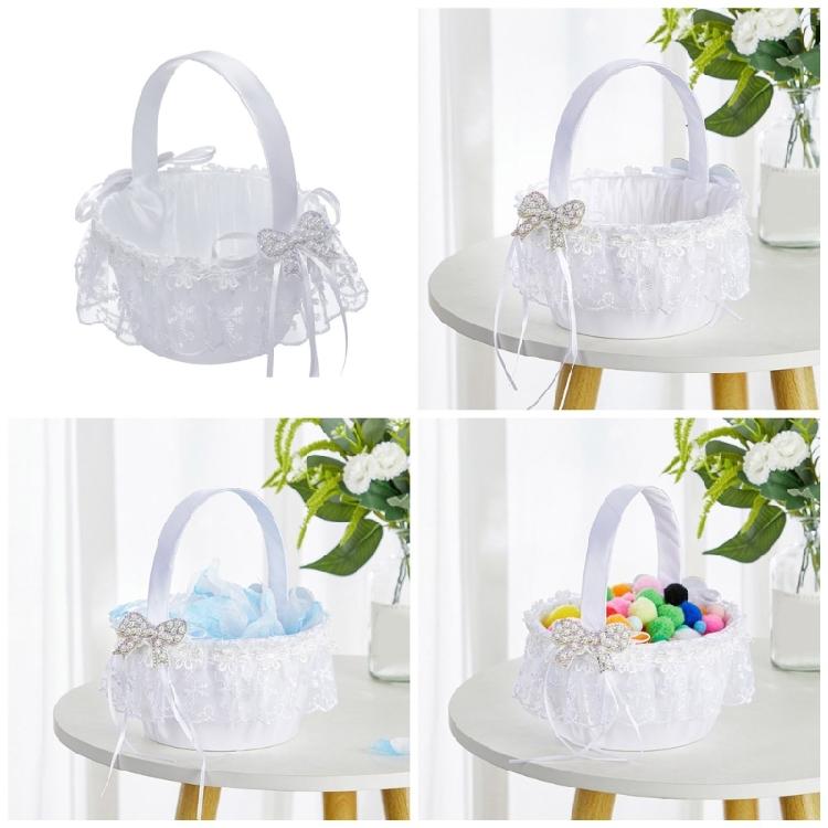 Unique Bowknot Basket Romantics Wedding Flower Basket Bridesmaid Candy Basket for Outdoor Celebrations