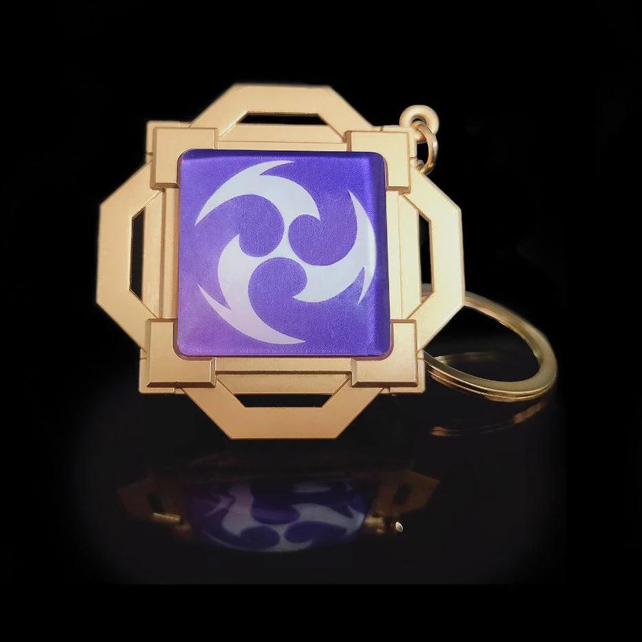 New Teyvat Vision Fontaine Water God Focalors Lyney and Lynette Keychain Luminous 7 Element Eye Of God Toy KeyRing