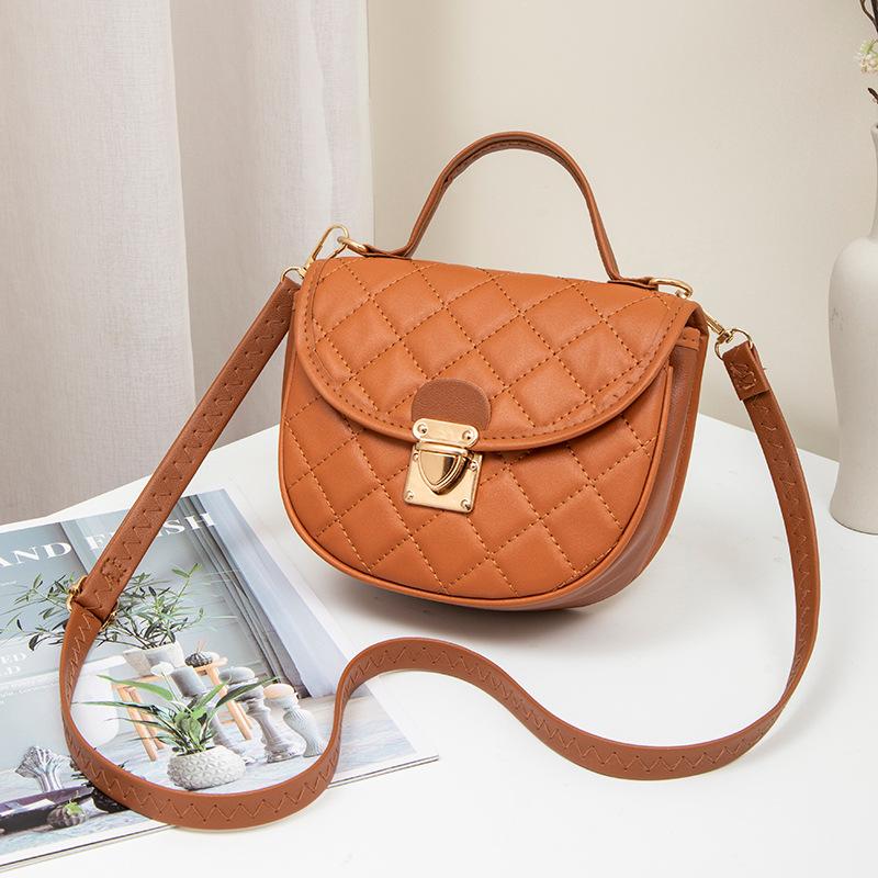 Rhombus embroidered thread women's shoulder shell bag, a new fashionable and simple polka dot printed messenger bag