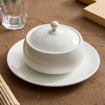 Keramische Stoofsoepkom met Deksel Schotel voor Restaurant Servies in Hoge klasse el Vogelnest Zeevruchtenkom Enkele Soeppan