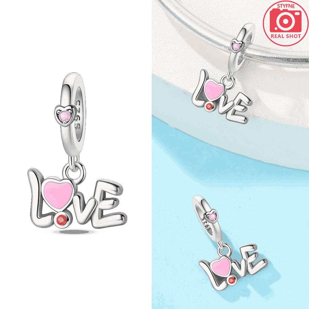 

Original Copper Pink Heart Love Bow Pendant Rose Flower Charms Bead Fit Bracelet Women Jewelry Diy Accessory Girlfriend Gift