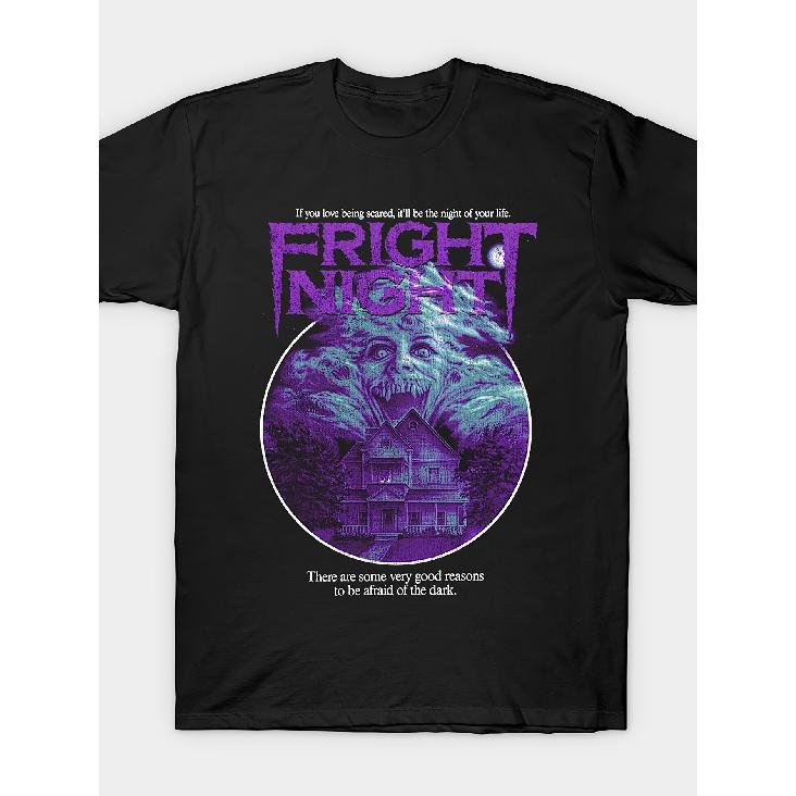 Men'S Black Round-Neck T-Shirt Featuring The Classic Horror Film Fright Night, Available in All Sizes