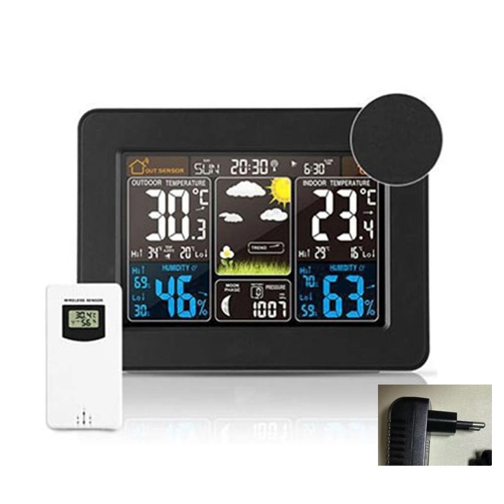 Remote Sensor Digital Thermometer Color Display Weather Forecast Clock  Indoor Outdoor