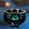 Süßer Damen Ring mit grünem quadratischem Zirkonstein Vintage Schwarzgold Farbe Hochzeits Schmuck für Frauen