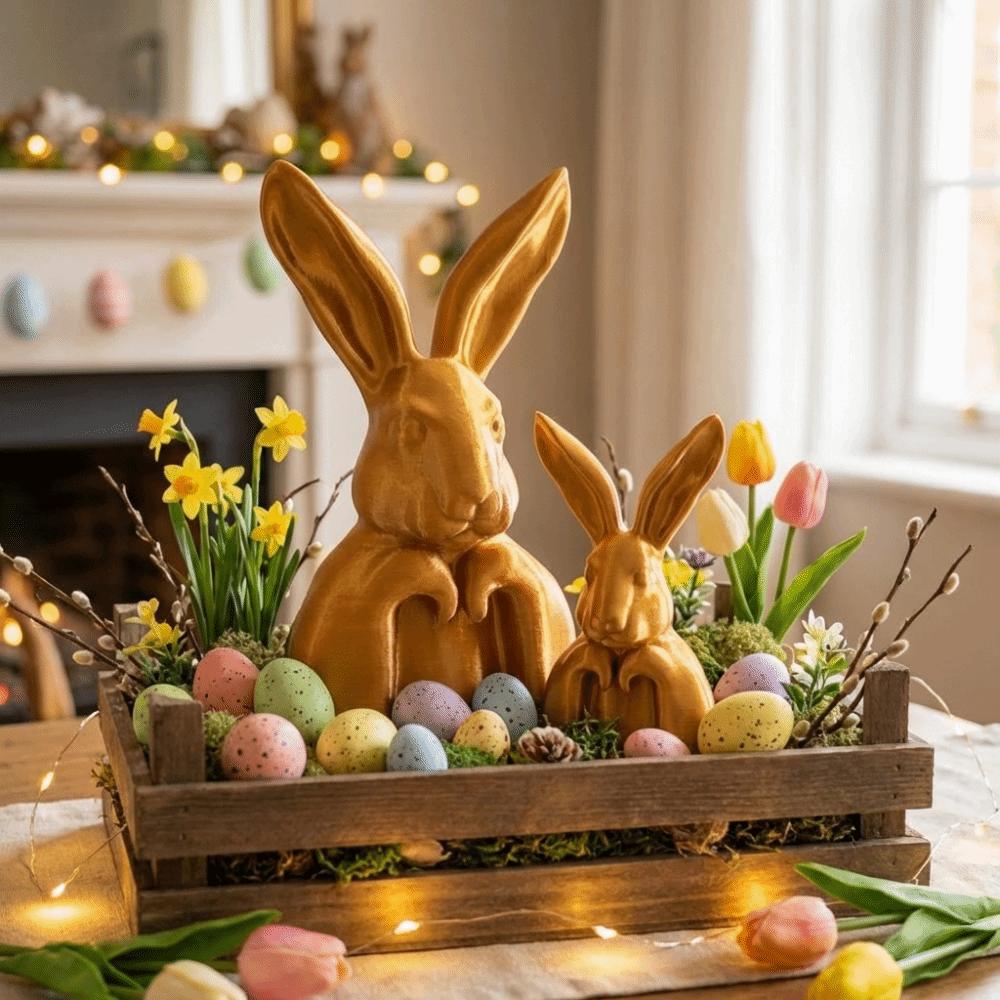 3D Printed Rabbit Figurine Modern Minimalist Easter Rabbit Bust Easter Decorations Home Decor