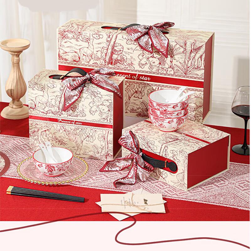 ZIPOYA Red Rose Chinese Ceramic Dinnerware Set