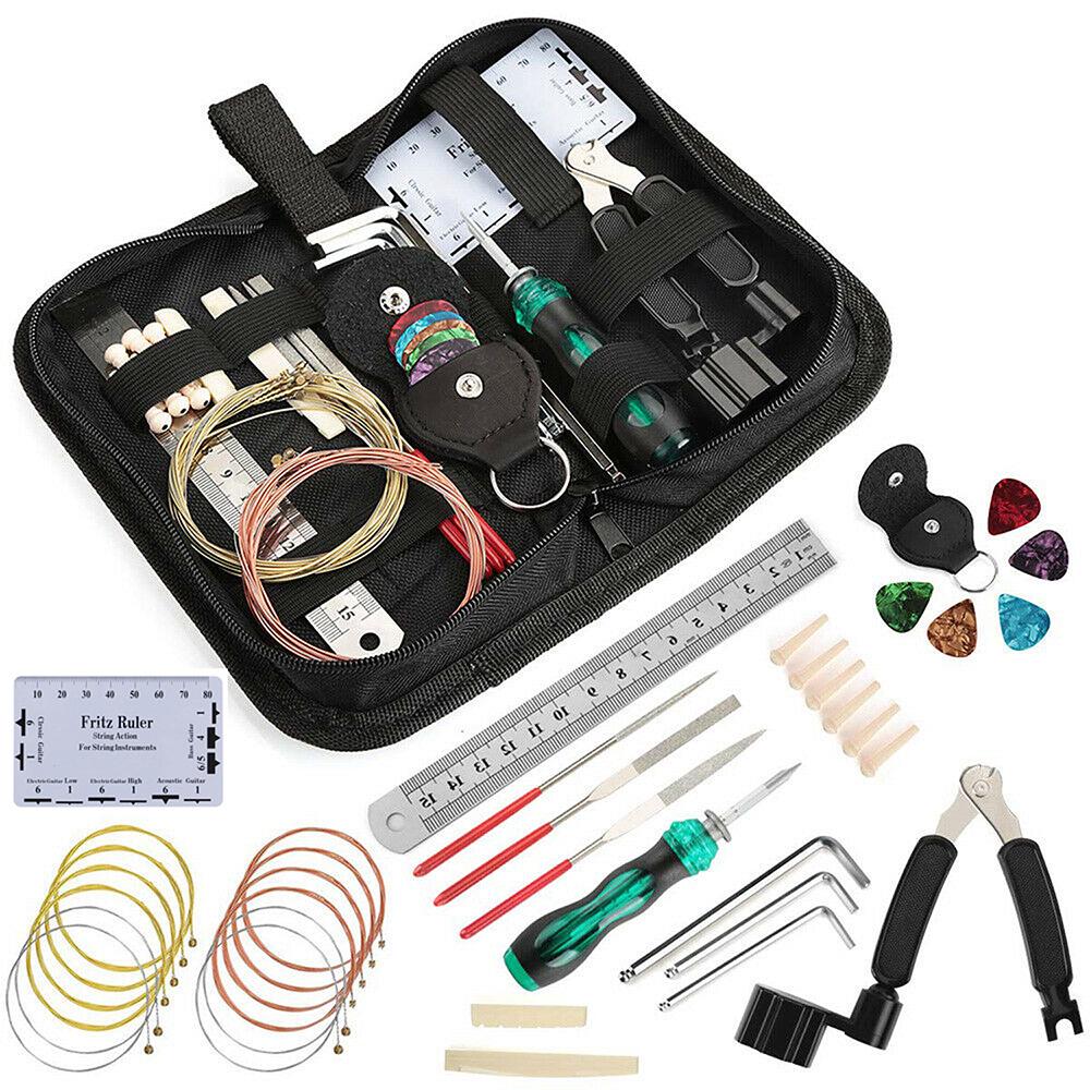Electric Guitar Bass Care Repairing Tool Set Luthier Setup Maintenance Kit Including 2 Set of