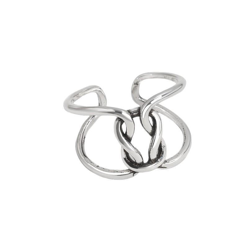 S925 Sterling Silver Retro Blackened Ring: High-end European & American Style for Women
