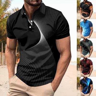 Erkek Golf Gömlek Günlük Spor V Yaka Nervürlü Yaka Kısa Kollu Moda Günlük Düz Renk Düz İlkbahar ve Yaz Regular Fit