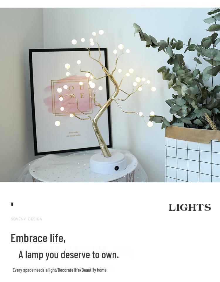 Creative LED Christmas Star & Pearl Tree Lights - Decorative Night Gift