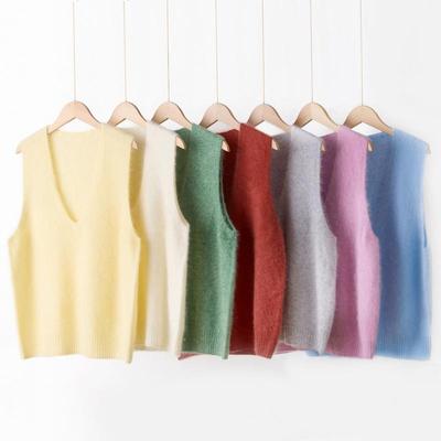 Gilet in maglia senza maniche con scollo a V in misto lana da donna Autunno/Inverno 2025