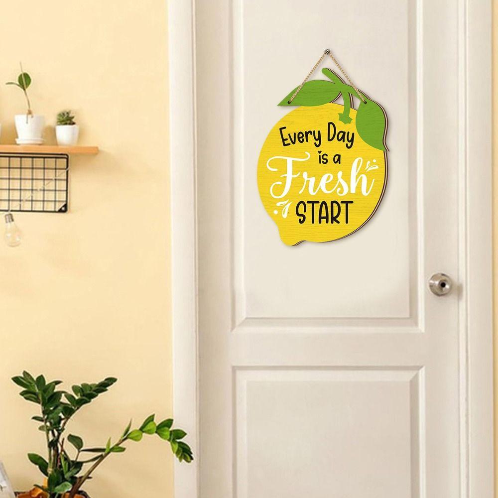 Funny Summer Lemon Signs Cartoon Welcome Hanging Board Lemon Wall Ornaments  For Home Room Party