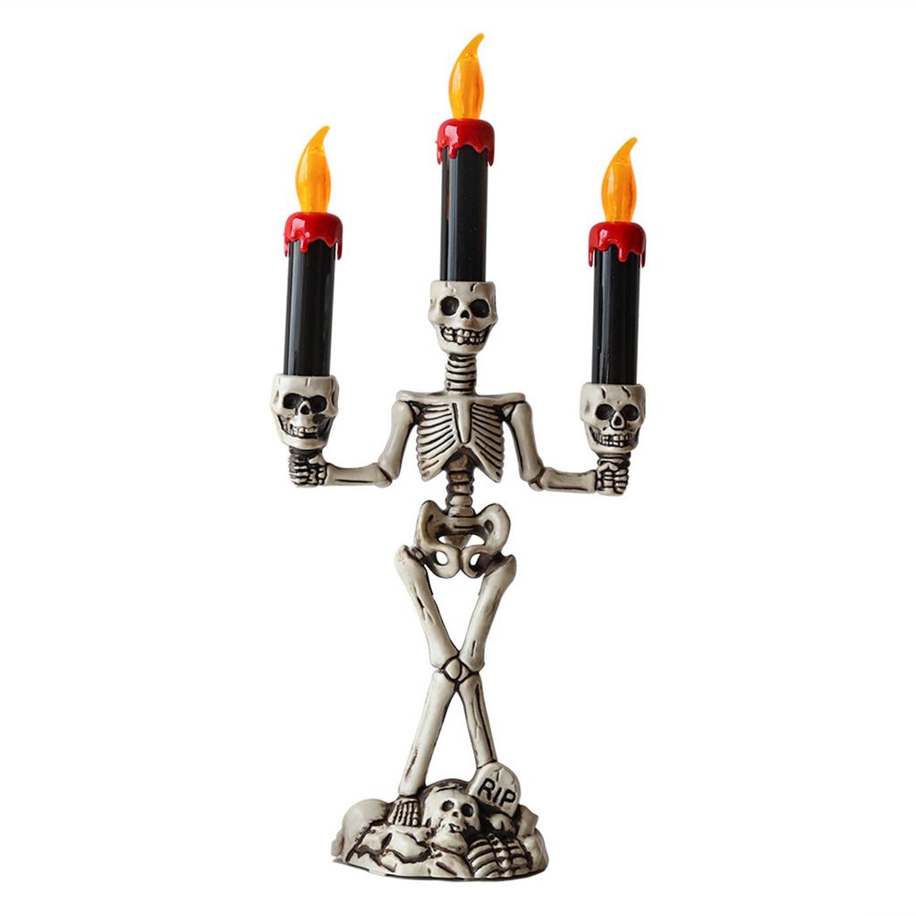 Halloween Skull/ Lamp Bar Shopping Mall Layout Props Candlestick Ornaments Candle Lamp Window Ornaments Luminous Night Light