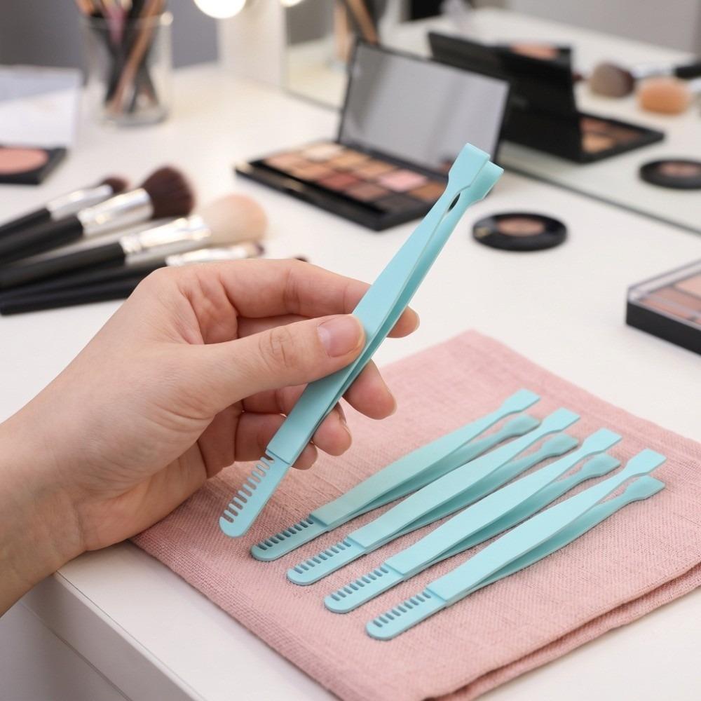 5pcs Thick Stainless Steel Eyelash Clip with Comb Lash Tweezers Eyelash Extension Tweezers  Women