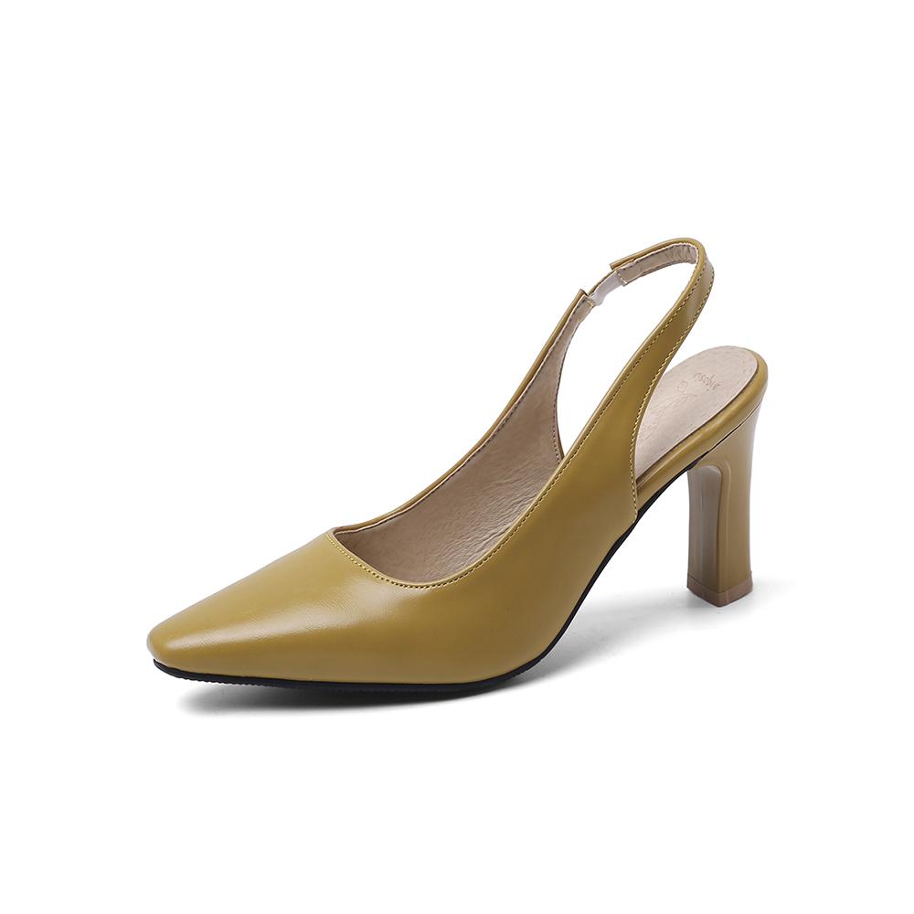 Beige Yellow Women Slingback Sandals Slingback Pointed Toe High Heel Small Big Size 32 46