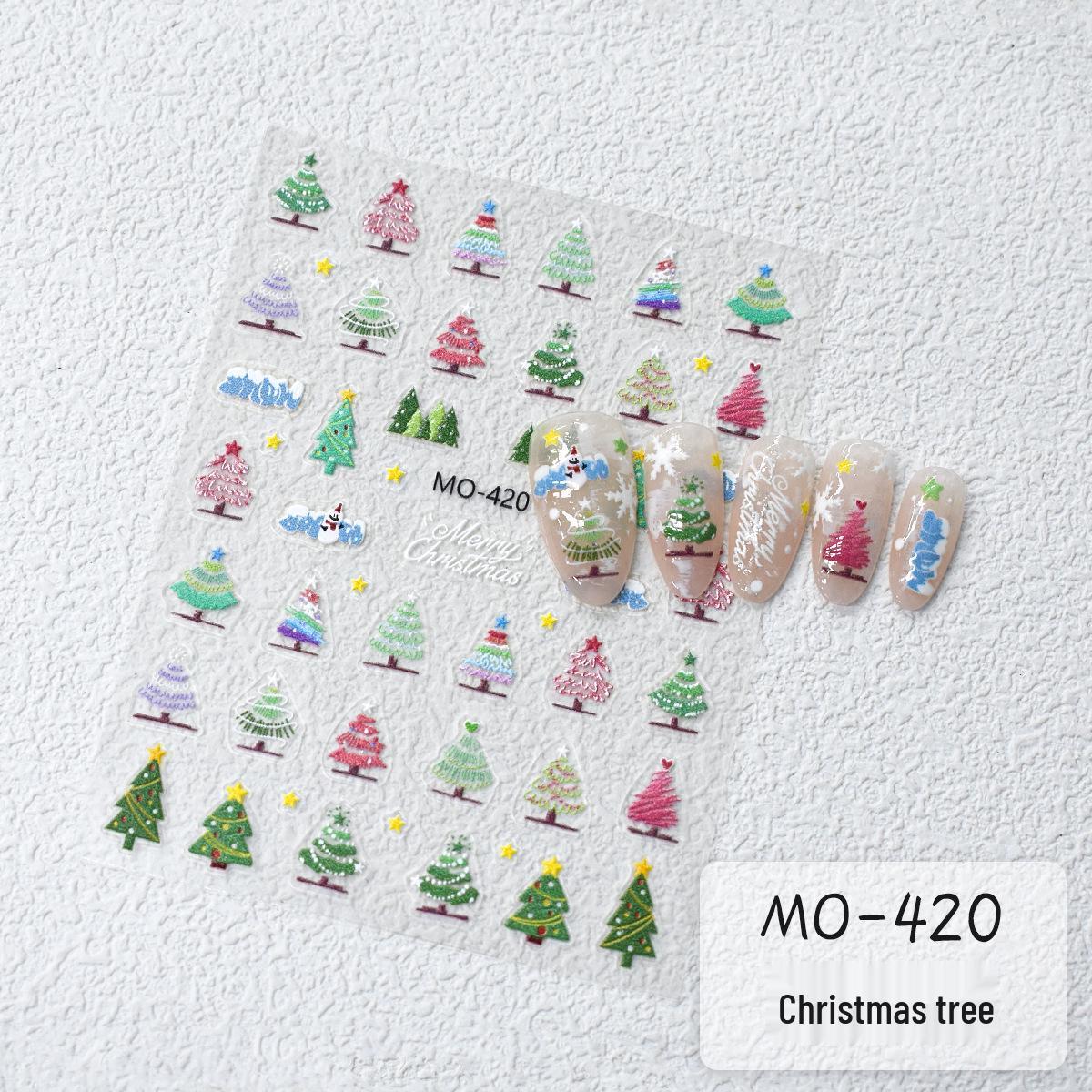 

5D Embossed Christmas Nail Stickers: Snowflakes, Santa Claus & More with Adhesive Backing