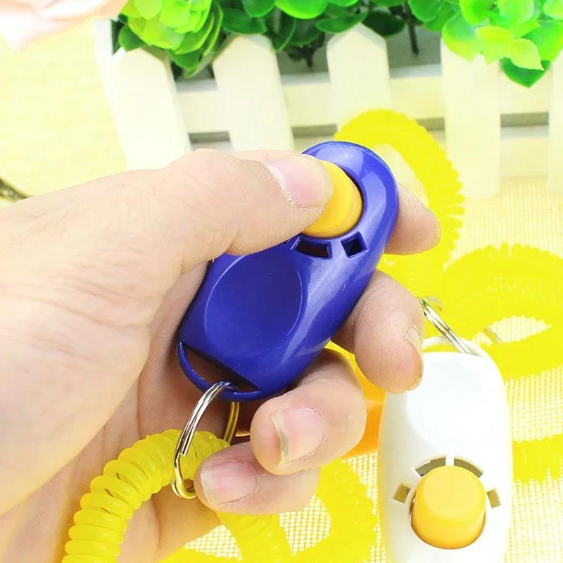 1 PCS Pet Cat Dog Training Clicker Plastic New Dogs Click Trainer Aid Too Adjustable Wrist Strap Sound Key Chain Dog Whistl 2022