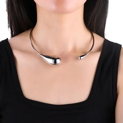 2024 Neue Unregelmäßige Klobige Wassertropfen Offene Choker Halskette für Frauen Mädchen Punk Goth Mode Urlaubsschmuck