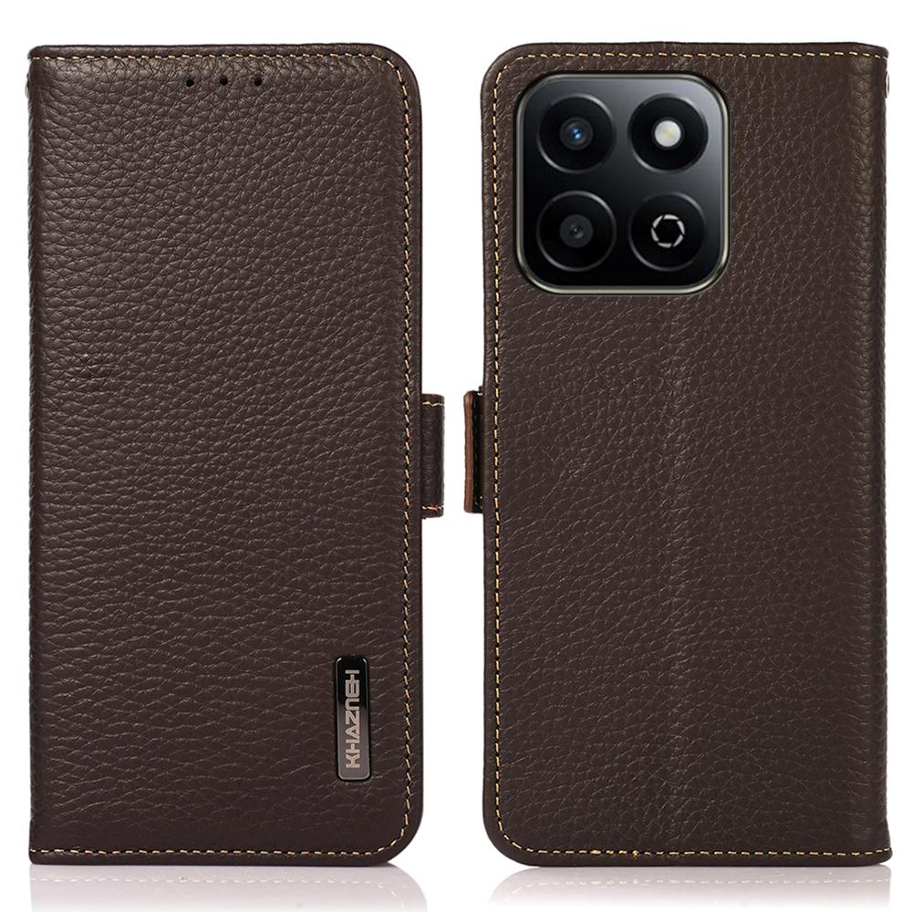 

KHAZNEH Чехол для телефона For Honor X7c 4G/200 Smart 5G/Play 60 Plus 5G Обложка из натуральной коровьей кожи с блокировкой RFID Brown