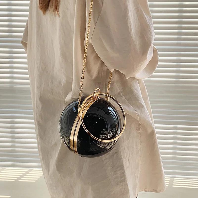 Nuova Borsa a Tracolla con Catena Acrilica Borsa da Donna Moda Forma a Palla Borsa a Tracolla Borsa da Sera