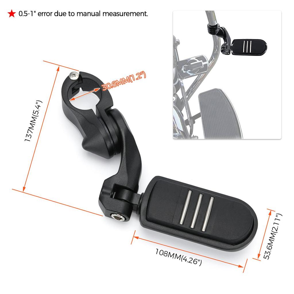 Universal Motorcycle Foot Rest Highway Engine Guard Foot Pegs Mount For Harley Honda Kawasaki Suzuki 1 1/4" 32mm Chrome Black