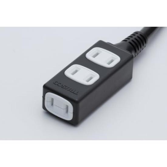 TRUSCO Soft Type Plug, 3-Outlet Tap, 10m, Black, TRIS15-103-BK
