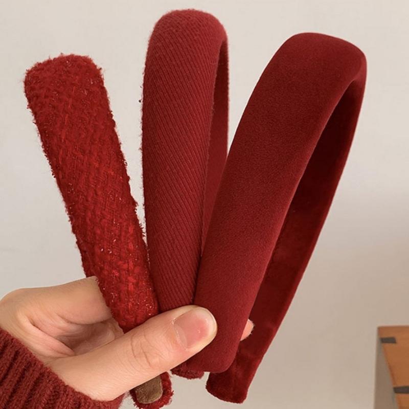 Christmas Theme Red Headband for Women Girl Non-Slip Festival Headband Makeup Hairhoop Soft Sponge Hairband Accessories