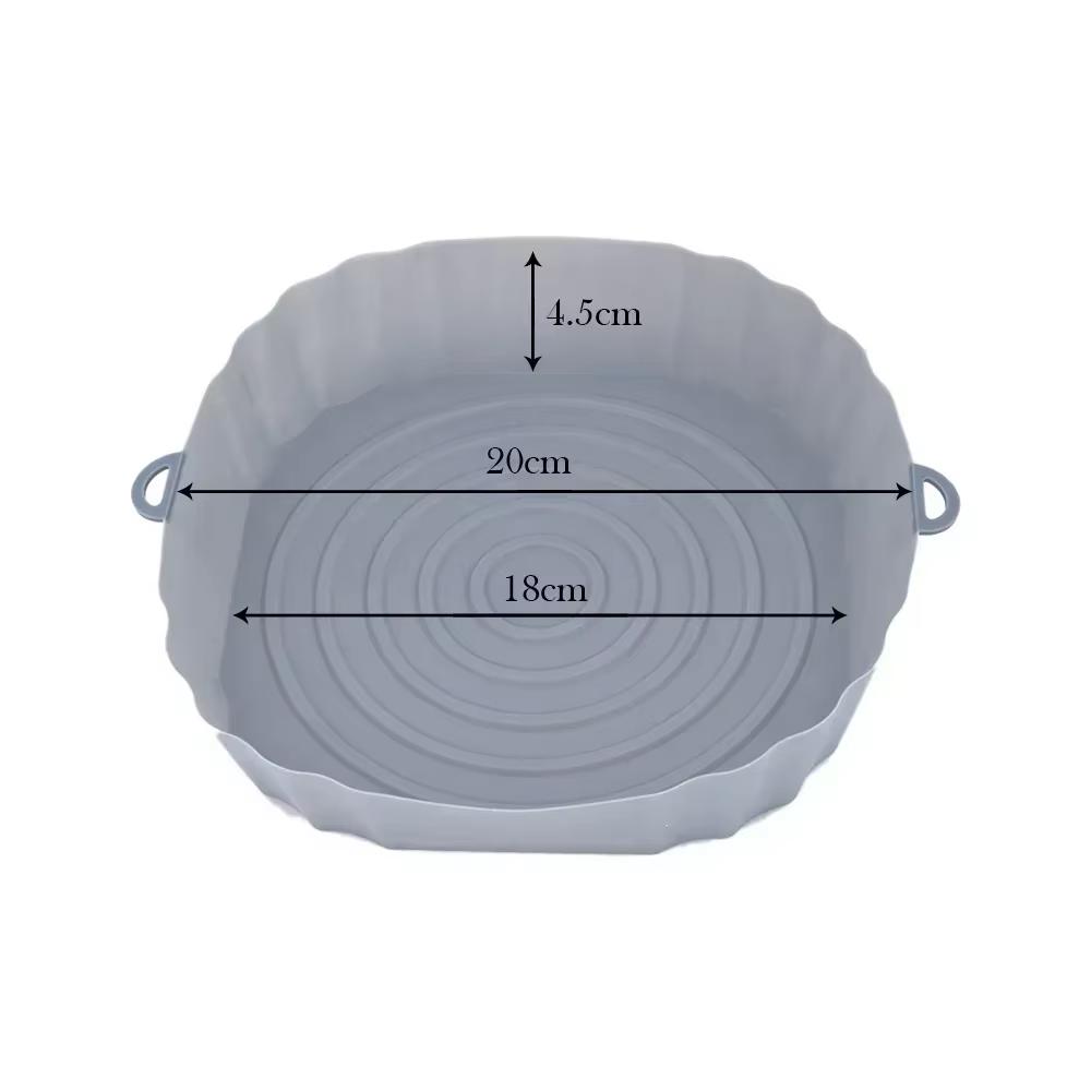 Silicone Air Fryer Liners Reusable Baking Tray Cooking Oven Accessories Round Basket Pot Bowl With Side Handles