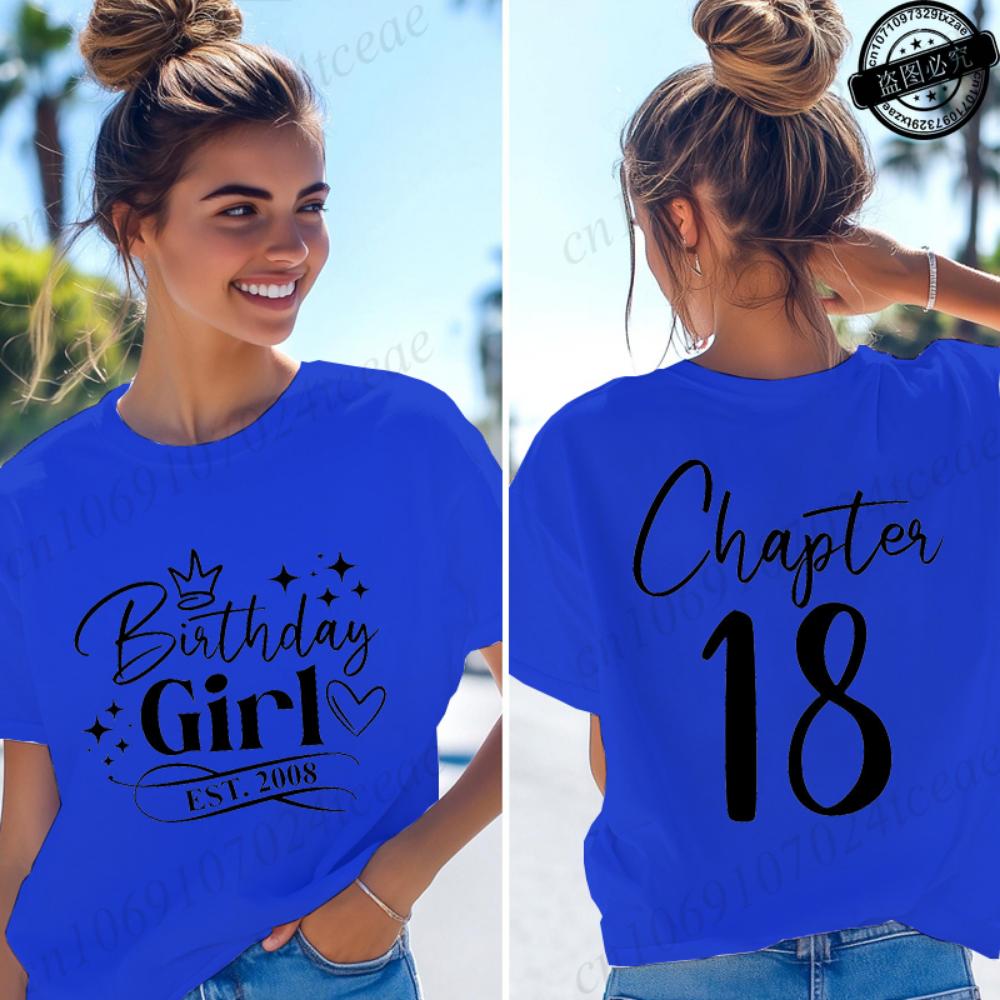 Geburtstagskind Est. 2008 Damen T-Shirts Lustige Geschenke für Mädchen T-Shirts Kapitel 18 18. Geburtstag Mädchen Grafik-Tops Damenbekleidung