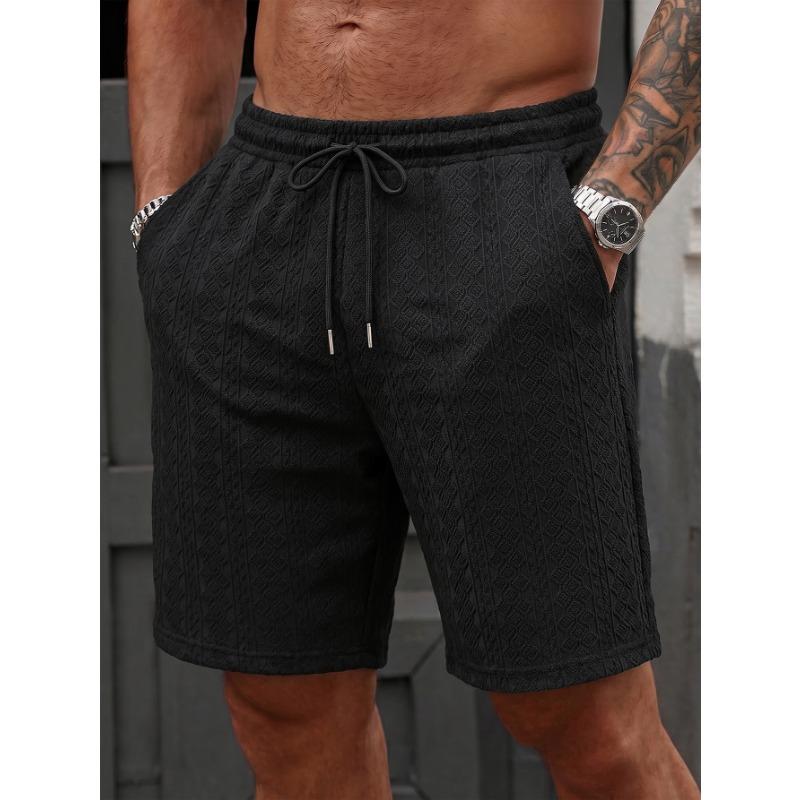 Pantaloncini casual da uomo con coulisse e texture