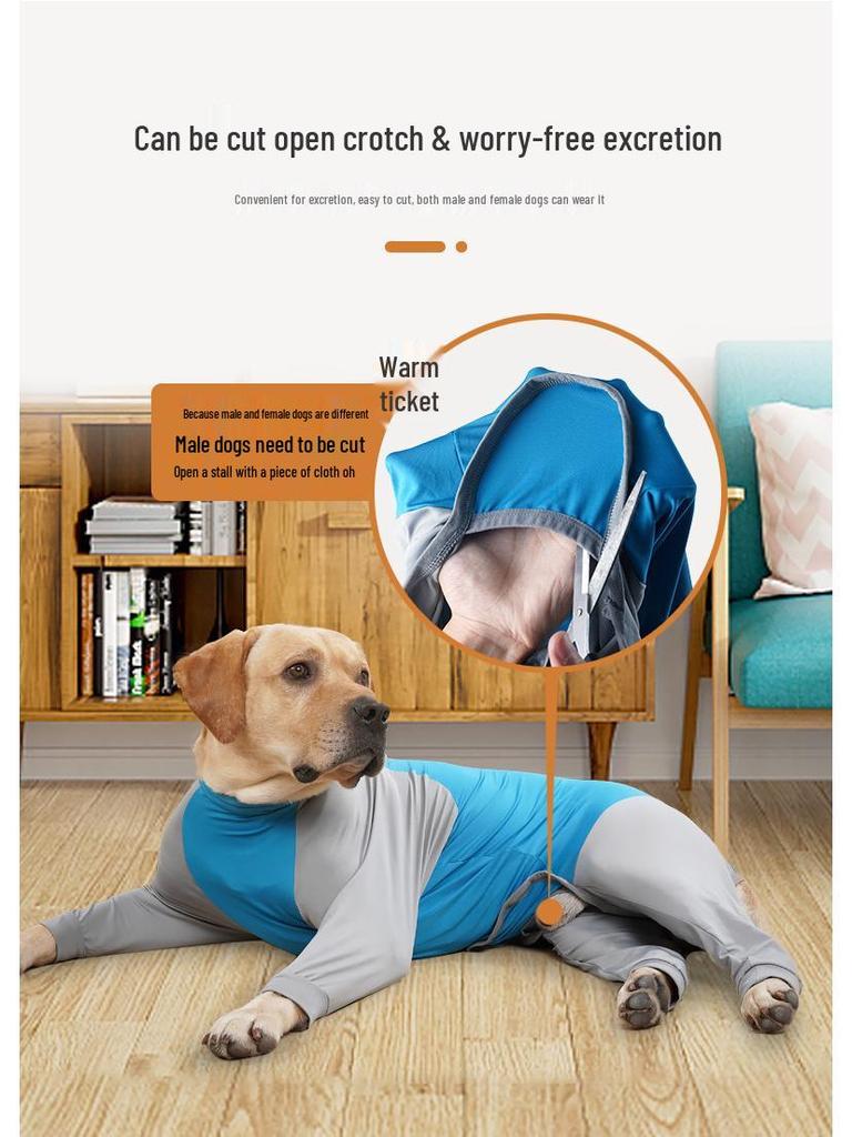 Full Coverage Summer Anti-Shedding Dog Suit for Large Breeds with Open Crotch Design