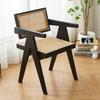 Medieval Modern Armchair - Wooden Frame and Rattan Weaving Design, Accent Chair for Dining Room and Living Room, Lounge Chair