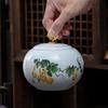 Blue-green Porcelain Tea Leaf Jar Round Orchid Ceramic Decorative Jar Multifunctional Home Candy Coffee Bean Herbal Sealed Box