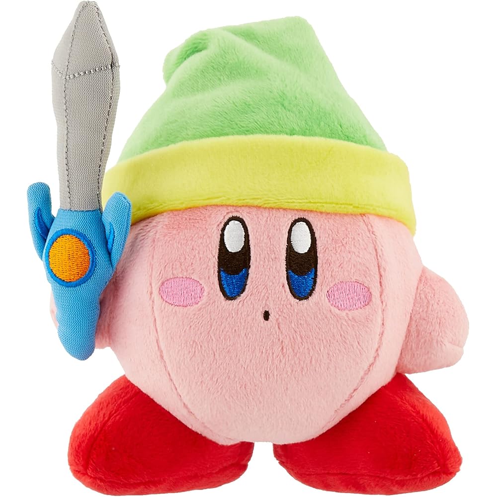 Sanei Boeki Kirby All Star Collection Sword Kirby Plush Toy 13cm x 8.5cm x 10cm