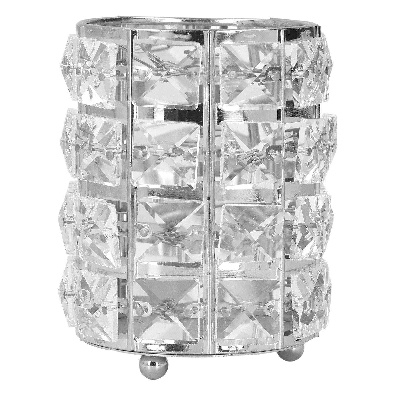 

Подставка для кистей для макияжа Хрустальный металл Прочный Элегантный стиль Широкое применение Подставка для ручек для кистей Карандашей Ювелирных изделий Серебристый серебряный