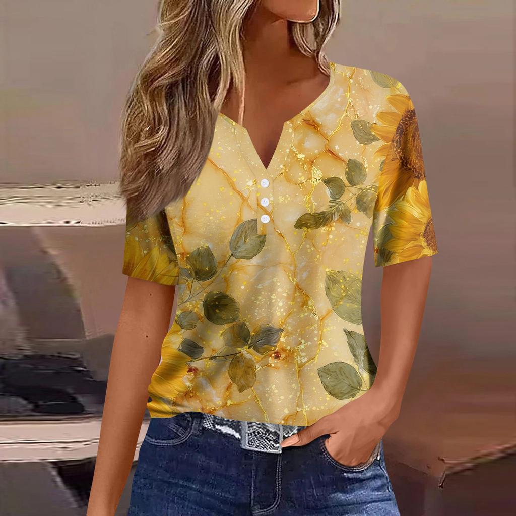 Women's Blouse Fashionable And Casual Short-Sleeved Printed T-shirt Top